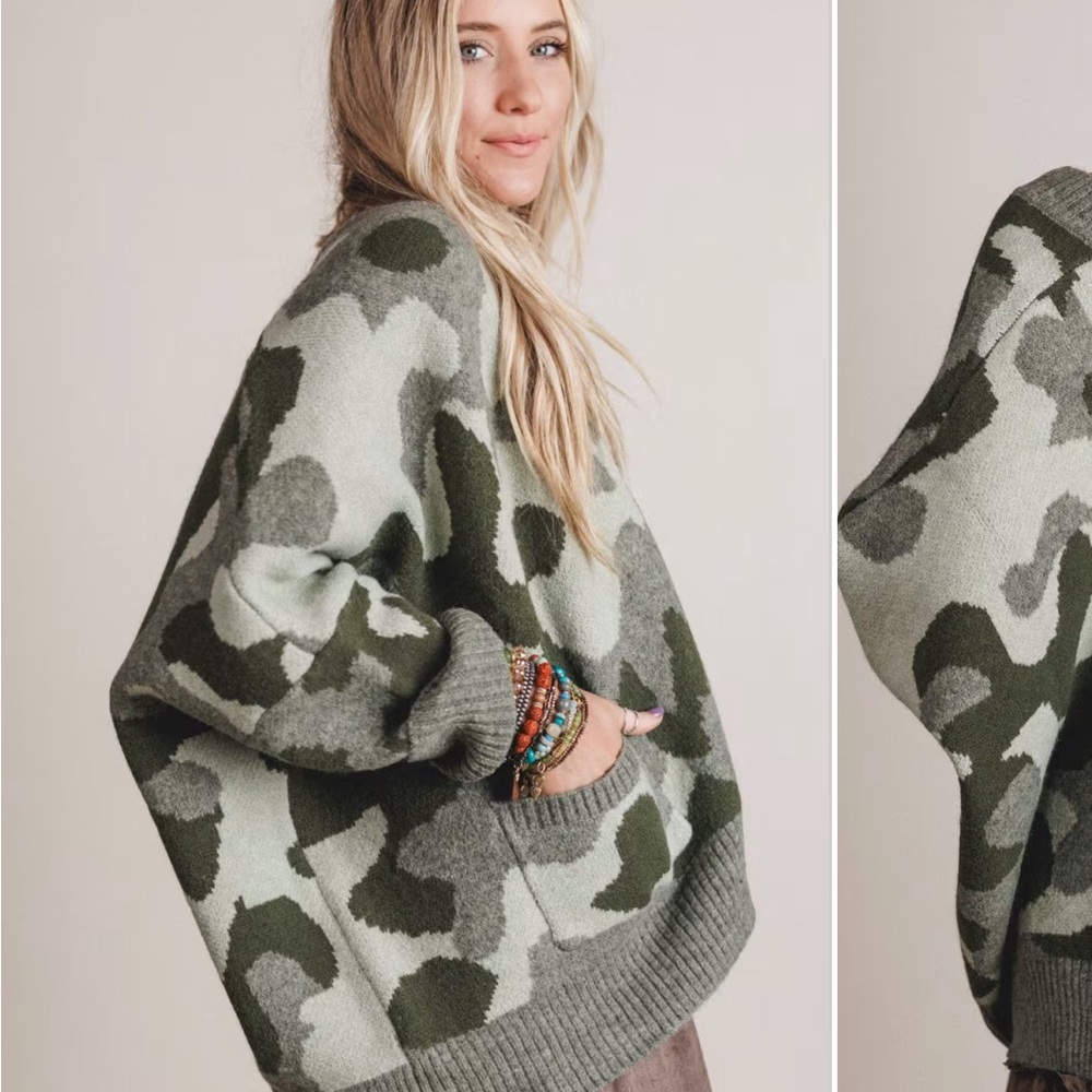 BUCKETLIST Oversized Camo Cardigan - Picture 2 of 5